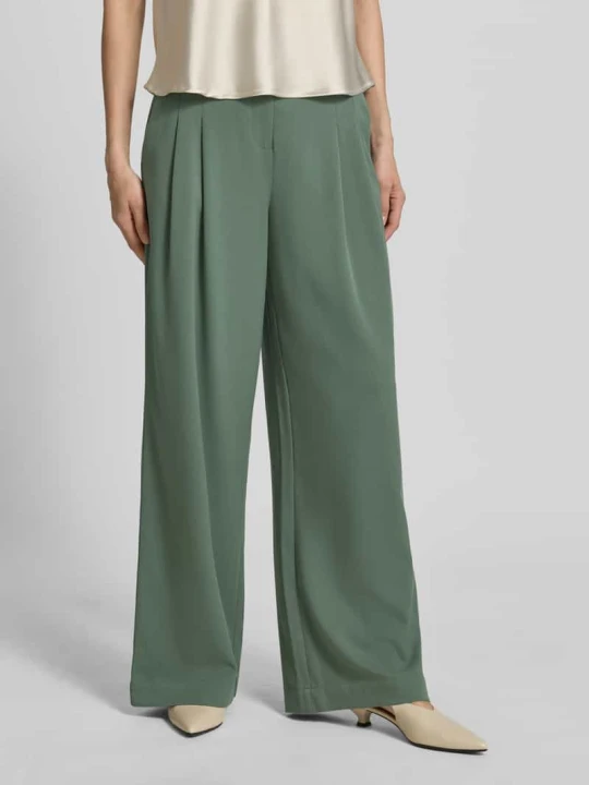 Zdjęcie produktu Spodnie z szerokimi nogawkami z zaszewkami model 'Henrika' MSCH Copenhagen Khaki