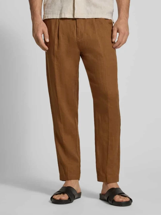 Zdjęcie produktu Spodnie z tylnymi kieszeniami model 'PANTALACCIO LINO' MARKUP Średniobrązowy