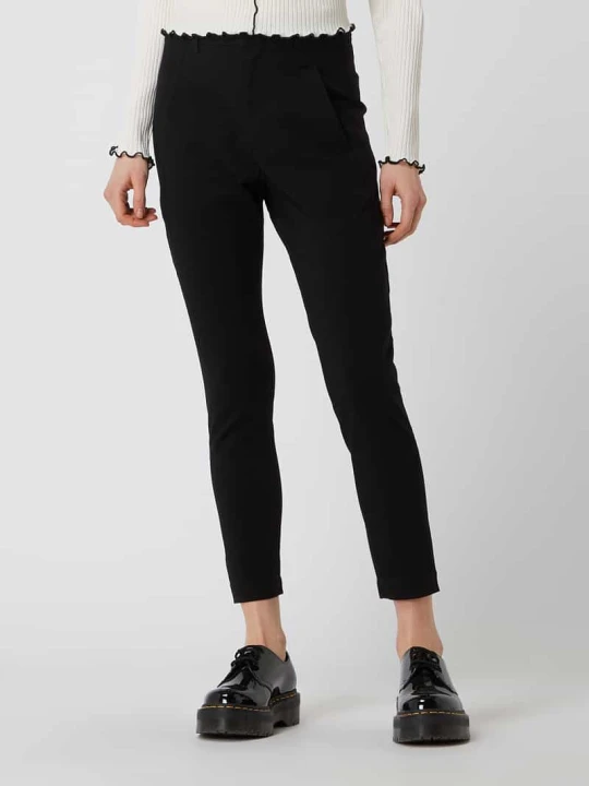 Zdjęcie produktu Spodnie z wysokim stanem o kroju slim fit z mieszanki wiskozy model ‘Jenny’ Freequent Czarny