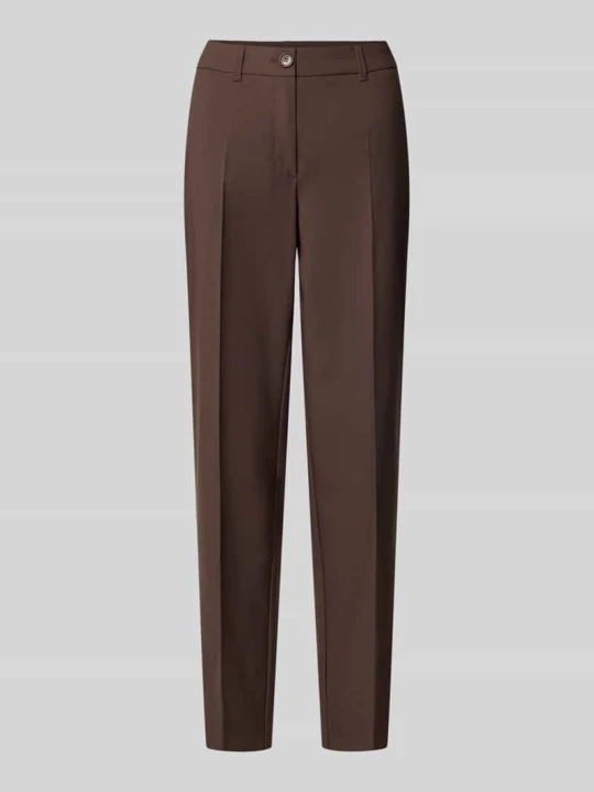 Zdjęcie produktu Spodnie z zakładkami w pasie w kroju slim fit z kantami Betty Barclay Ciemnobrązowy
