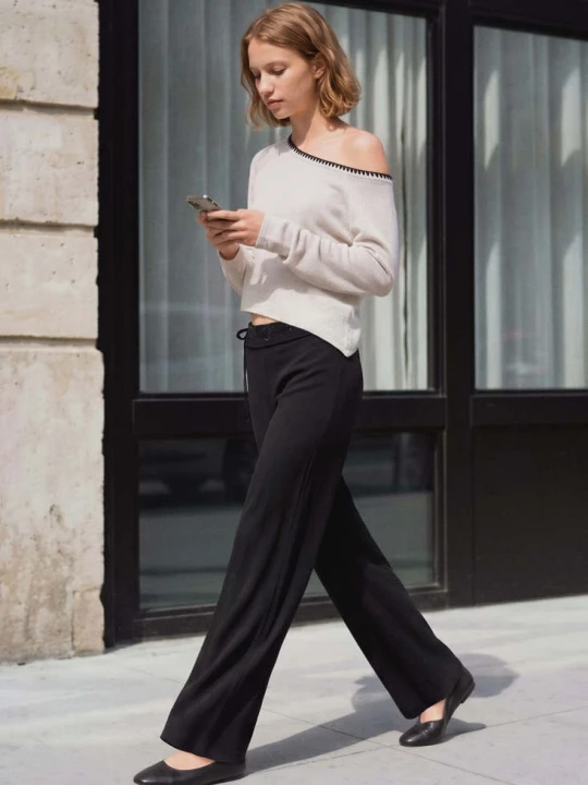 Zdjęcie produktu Spodnie z wywijanym haftowanym stanem antracytowy - Teen - MANGO TEEN