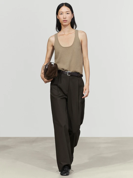 Zdjęcie produktu Spodnie Z Zakładkami I Mieszanki Bawełny - Czarny - Massimo Dutti - Female