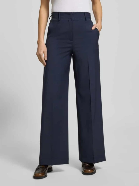 Zdjęcie produktu Spodnie z zakładkami w pasie o kroju regular fit z czystej żywej wełny model „VISIVO” Weekend Max Mara Granatowy