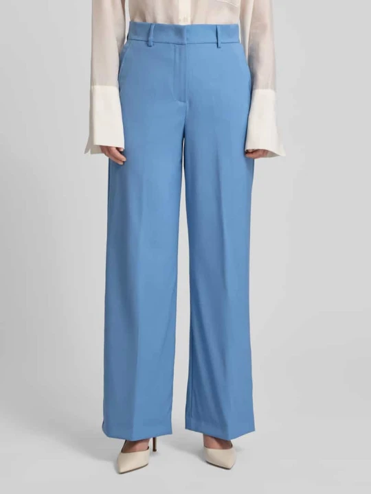 Zdjęcie produktu Spodnie z zakładkami w pasie o kroju regular fit z czystej żywej wełny model „VISIVO” Weekend Max Mara Jasnoniebieski