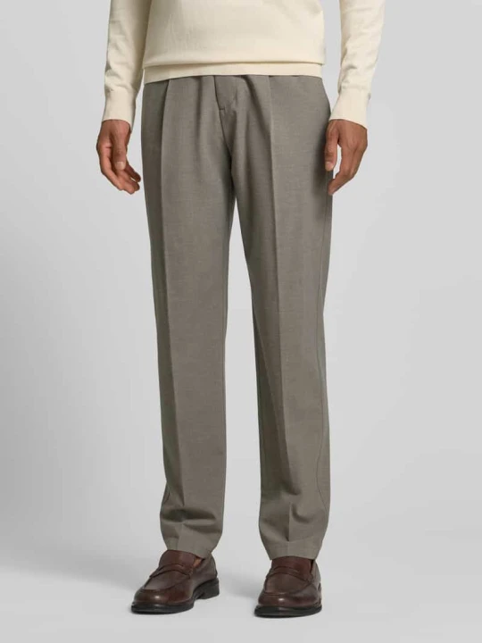 Zdjęcie produktu Krój relaxed fit Spodnie z zakładkami w pasie z Mieszanka wełny z Dodatek wiskozy Model 'BELSBO PLEATS' Marc O'Polo Jasnobrązowy