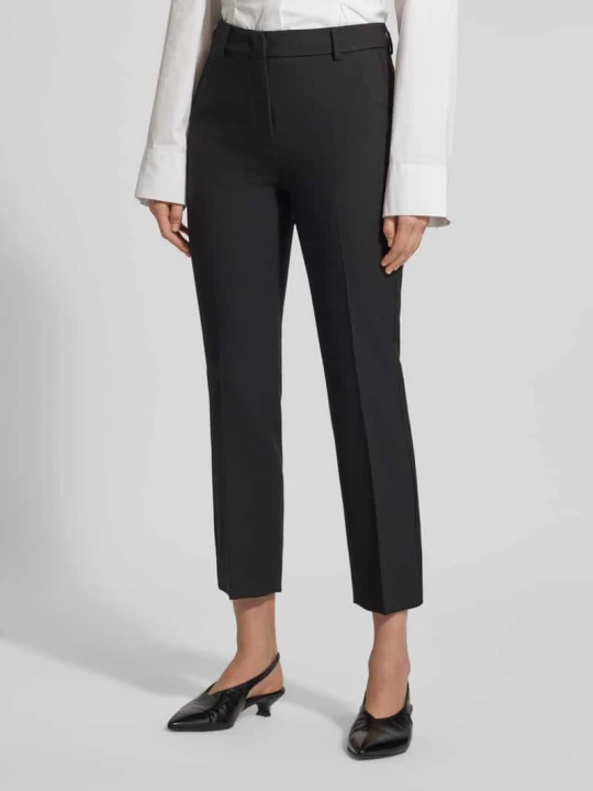Zdjęcie produktu Spodnie z zakładkami w pasie o kroju slim fit z dodatkiem wiskozy model „RANA” Weekend Max Mara Czarny