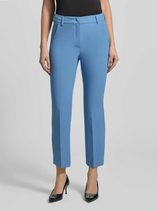 Zdjęcie produktu Spodnie z zakładkami w pasie o kroju slim fit z dodatkiem wiskozy model „RANA” Weekend Max Mara Jasnoniebieski