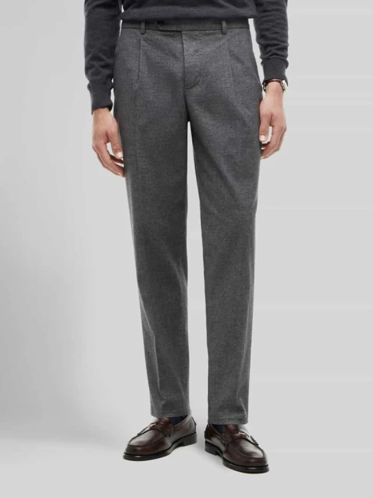Zdjęcie produktu Spodnie z zakładkami w pasie o kroju tapered fit z mieszanki bawełny Tommy Hilfiger Antracytowy