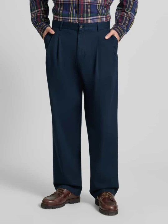 Zdjęcie produktu Spodnie z zakładkami w pasie o szerokim kroju z czystej bawełny Tommy Hilfiger Granatowy