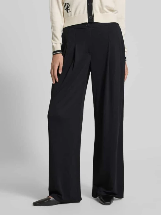 Zdjęcie produktu Spodnie z zakładkami w pasie, szerokimi nogawkami i wpuszczanymi kieszeniami model ‘CHABRELL’ Lauren Ralph Lauren Czarny