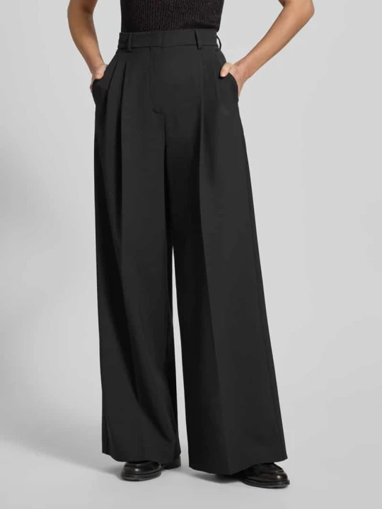 Zdjęcie produktu Spodnie z zakładkami w pasie o kroju regular fit z dodatkiem żywej wełny model „ASTA” Weekend Max Mara Czarny