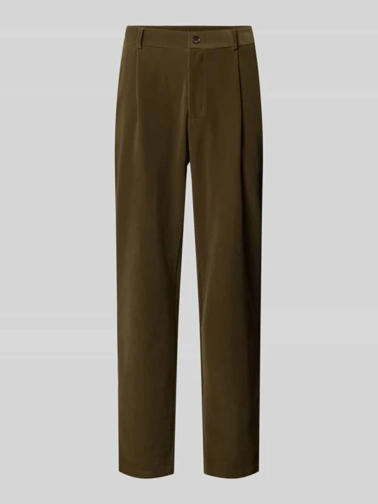 Zdjęcie produktu Spodnie z zakładkami w pasie z sztruksu Bugatti Khaki