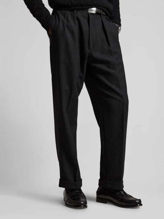 Zdjęcie produktu Spodnie z zakładkami w pasie z wełny z zakładką w pasie Polo Ralph Lauren Antracytowy melanż