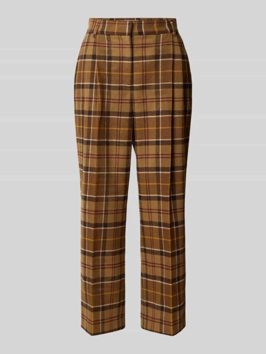 Zdjęcie produktu Spodnie z zakładkami w pasie z wełny z zaprasowanymi kantami w kroju regular fit Barbour Koniakowy