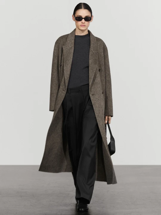 Zdjęcie produktu Spodnie Z Zakładkami Z Bardzo Cienkiej Wełny - Czarny - Massimo Dutti - Female