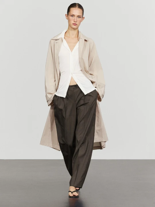 Zdjęcie produktu Spodnie Z Zakładkami Ze 100% Chłodnej Wełny - Ciemnoszary - Massimo Dutti - Female