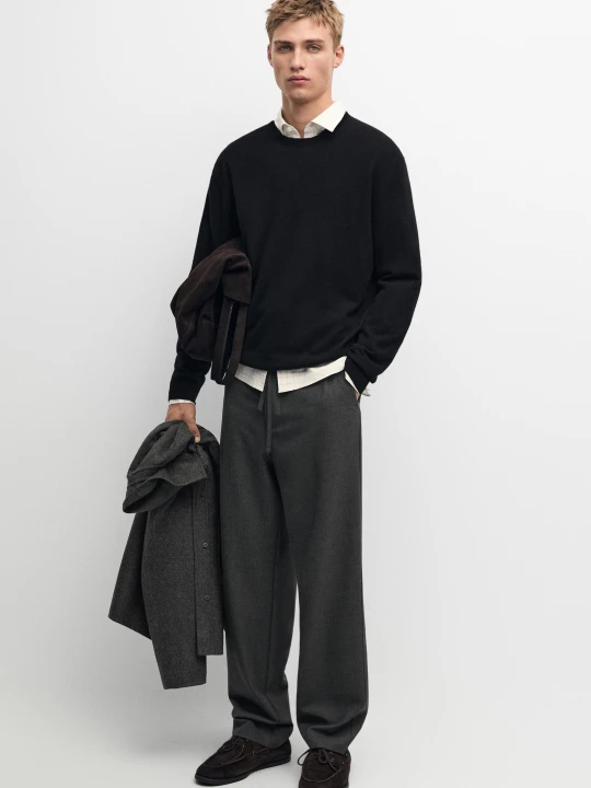 Zdjęcie produktu Spodnie Ze 100% Wełny Typu Cold Wool - Szary - - Massimo Dutti - Male