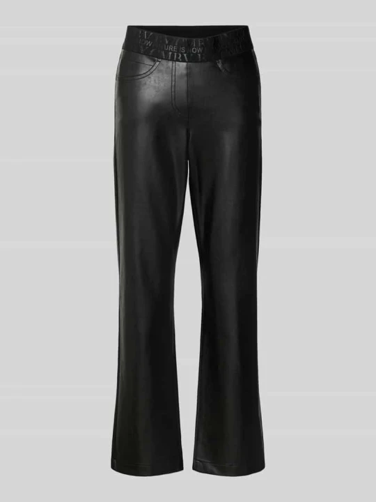 Zdjęcie produktu Spodnie ze skóry ekologicznej o kroju slim fit w imitacji skóry gładkiej model 'FELICE' CAMBIO Czarny