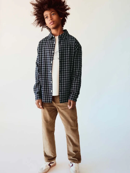 Zdjęcie produktu Spodnie ze sztruksu wide leg średni brązowy - Dzieci - MANGO KIDS