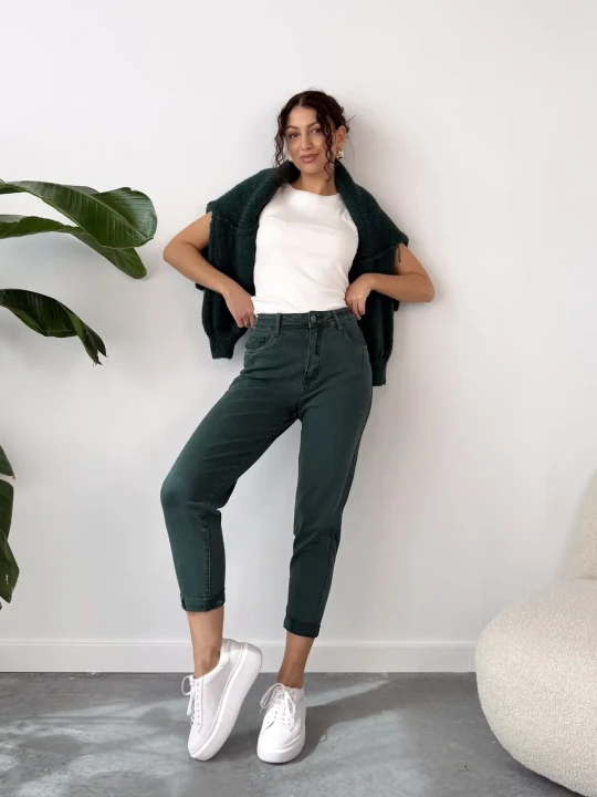 Zdjęcie produktu Spodnie Zielone Mom fit ClothStore