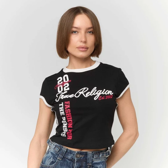 Zdjęcie produktu Sporty Cap Sleeves Ringer Baby Tee True Religion czarny
