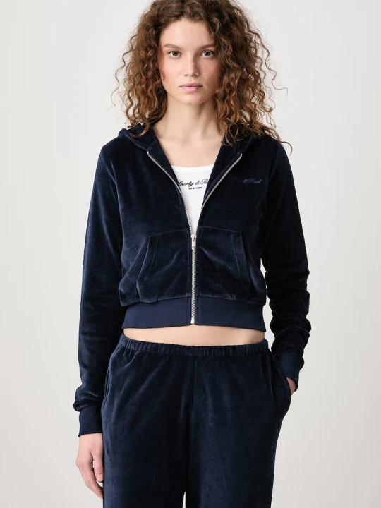 Zdjęcie produktu Sporty & Rich Signature Logo Krystal bluza rozpinana z kapturem bawełniana damska