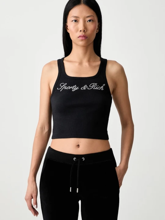 Zdjęcie produktu Sporty & Rich Signature Logo Krystal top damski bawełniany z elastanem