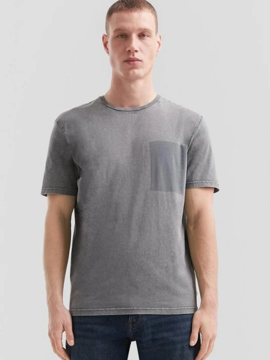 Zdjęcie produktu Sprany T-shirt z kontrastowymi detalami QS szary
