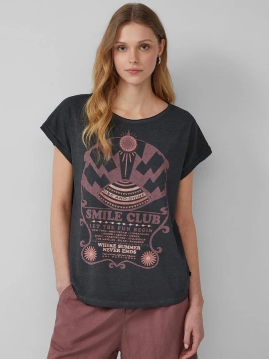 Zdjęcie produktu Sprany T-shirt z nadrukiem z przodu QS czarny
