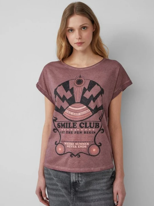Zdjęcie produktu Sprany T-shirt z nadrukiem z przodu QS fioletowy