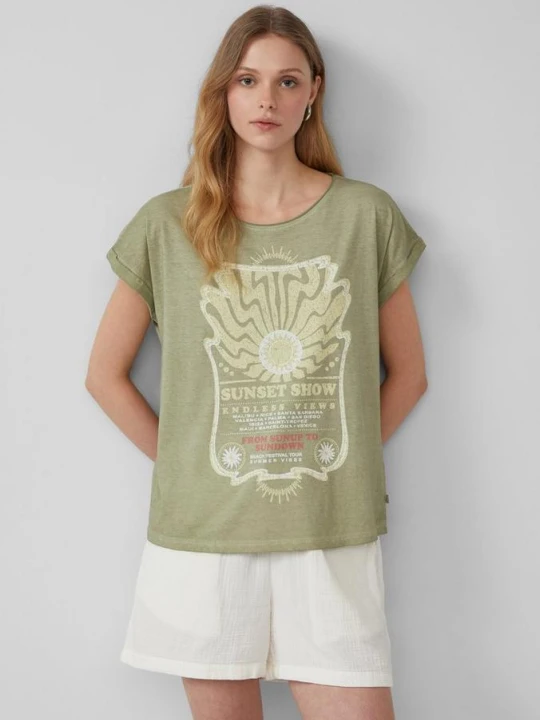 Zdjęcie produktu Sprany T-shirt z nadrukiem z przodu QS zielony