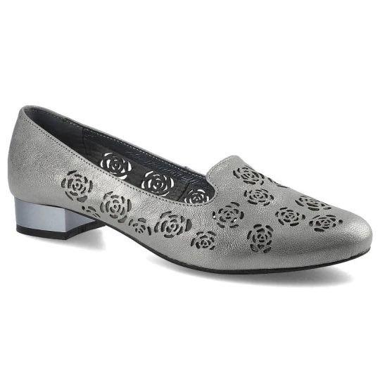 Zdjęcie produktu Baleriny damskie Exquisite, eleganckie na płaskiej podeszwie, szare, 1032 srebrny