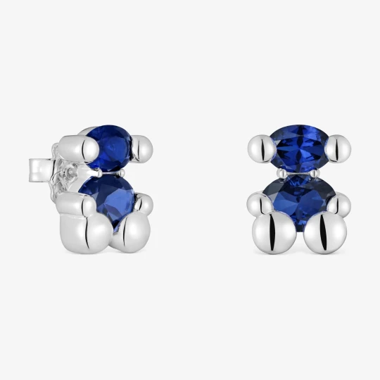Zdjęcie produktu Srebrne Kolczyki Color Bear Lgg 13 Mm Z Motywem Misia Z Laboratoryjnie Hodowanym Szafirem Niebieskiego Koloru - Tous