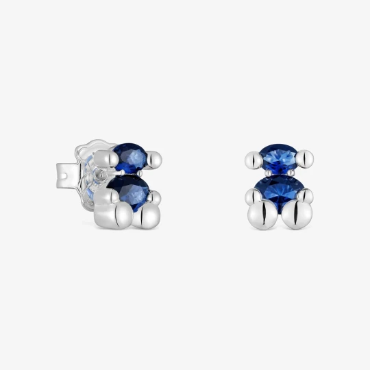 Zdjęcie produktu Srebrne Kolczyki Color Bear Lgg 8 Mm Z Motywem Misia Z Laboratoryjnie Hodowanym Szafirem Liliowego Koloru - Tous