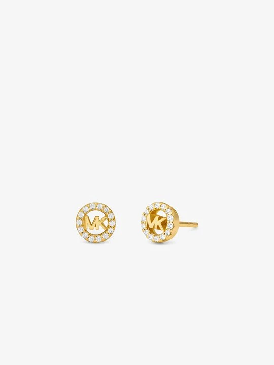 Zdjęcie produktu Srebrne kolczyki sztyfty Fulton pokryte metalem szlachetnym z logo w stylu pavé Michael Kors ZŁOTY (Złoty)