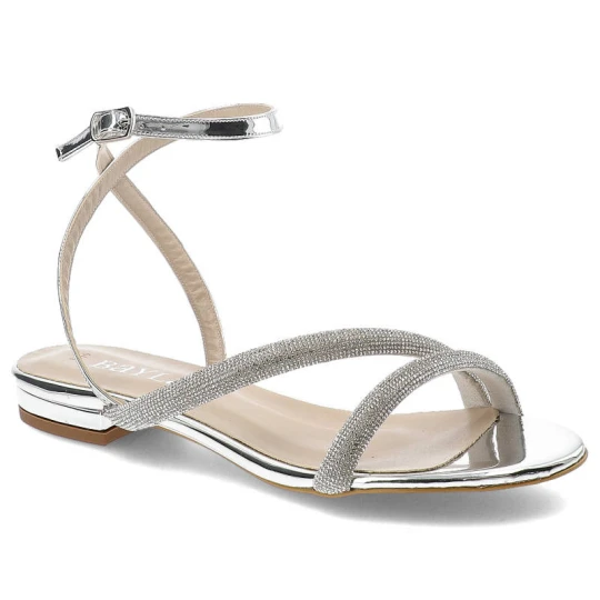 Zdjęcie produktu Srebrne Sandały Bayla Eleganckie Płaskie Buty