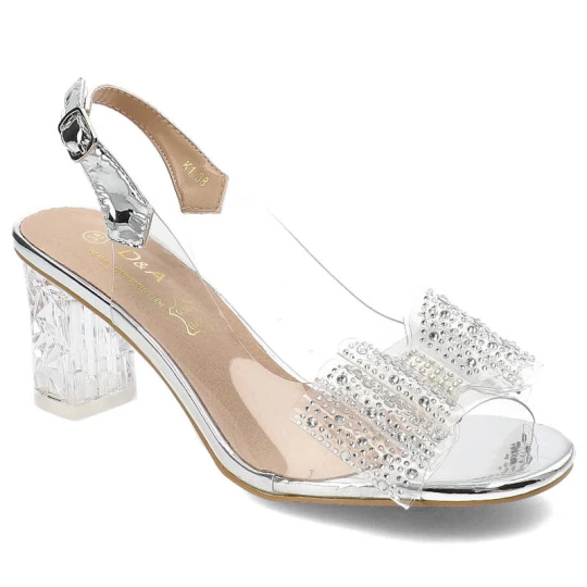 Zdjęcie produktu Srebrne Sandały S.Barski Eleganckie Buty Na Słupku