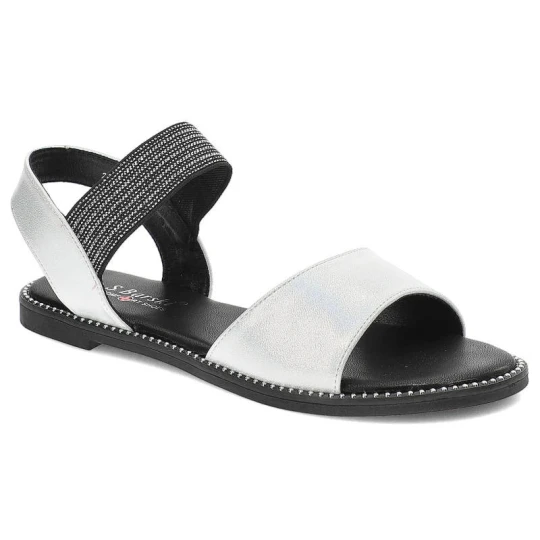 Zdjęcie produktu Srebrne Sandały S.Barski Modne Buty Na Lato