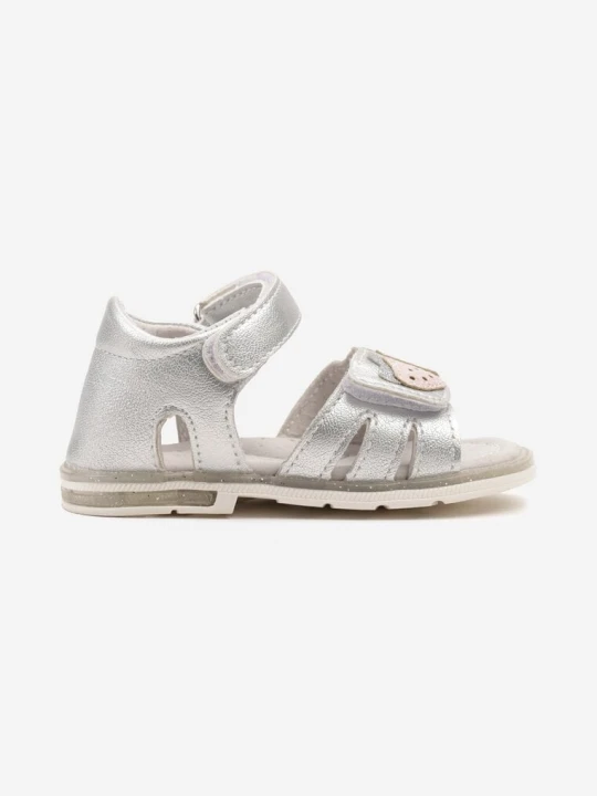 Zdjęcie produktu Srebrne Sandały ze Skórzaną Wkładką i Aplikacjami Serc Elzeri Tom.m