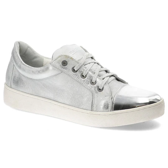 Zdjęcie produktu Sneakersy damskie Marshall, sportowe na płaskiej podeszwie i sznurowane, srebrne, 6418-B-SS2P-LS