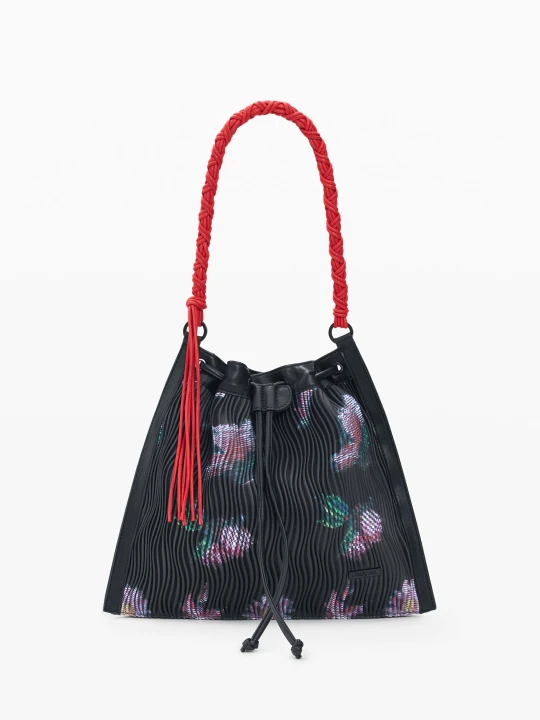 Zdjęcie produktu Średni plecak o fakturze w kwiaty Desigual czarny