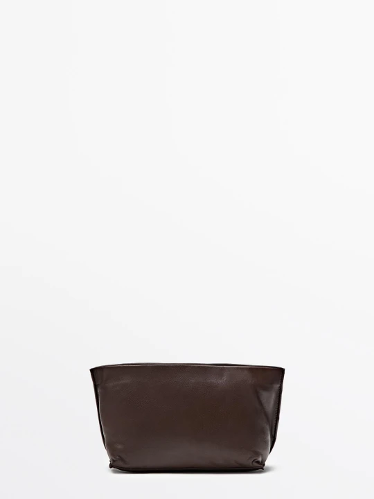 Zdjęcie produktu Średnia Kosmetyczka Z Miękkiej Skóry Nappa - Brązowy - Massimo Dutti - Female