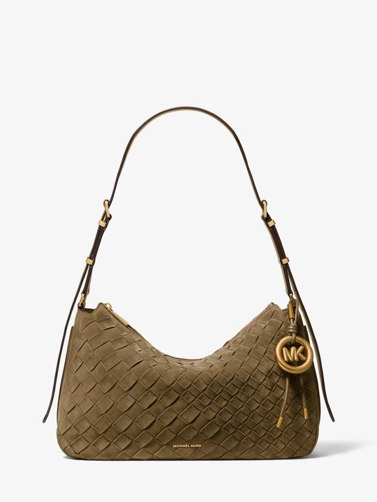 Zdjęcie produktu Średnia ręcznie tkana torebka na ramię Nolita z zamszu Michael Kors LODEN (Zielony)