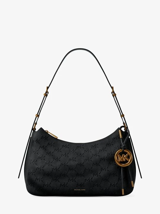 Zdjęcie produktu Średnia skórzana torba na ramię Nolita ze ściegiem okładkowym Michael Kors CZARNY (Czarny)