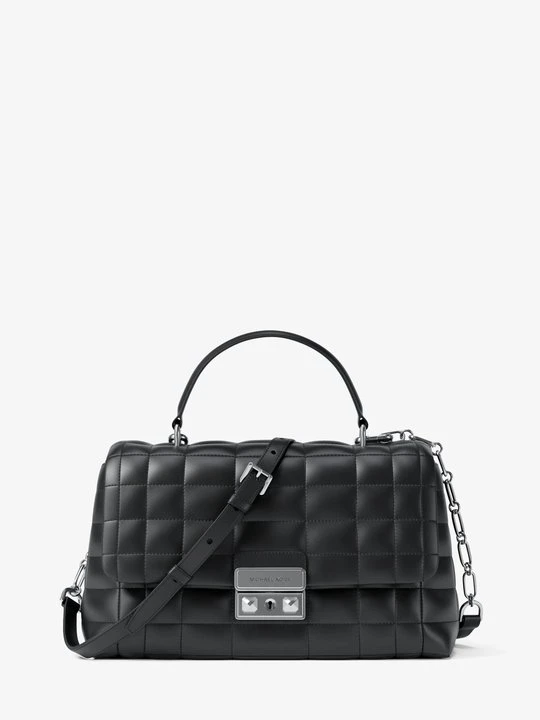 Zdjęcie produktu Średnia skórzana torba Tribeca z pikowanej skóry Michael Kors CZARNY (Czarny)