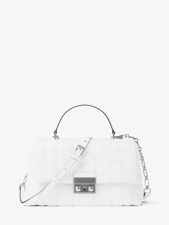 Zdjęcie produktu Średnia skórzana torba Tribeca z pikowanej skóry Michael Kors OPTYCZNA BIEL (Biały)