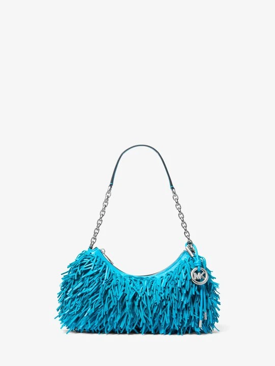 Zdjęcie produktu Średnia skórzana torebka Nolita z frędzlami Michael Kors NIEBIESKI MILOS (Niebieski)