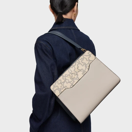 Zdjęcie produktu Średnia Szarobrązowa Torba Na Zakupy Kaos Icon - Tous TAUPE