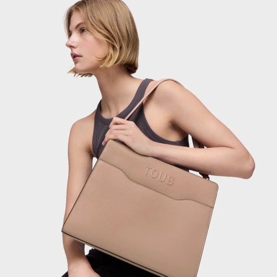 Zdjęcie produktu Średnia Szarobrązowa Torba Typu Shopping Audree Saffiano - Tous TAUPE