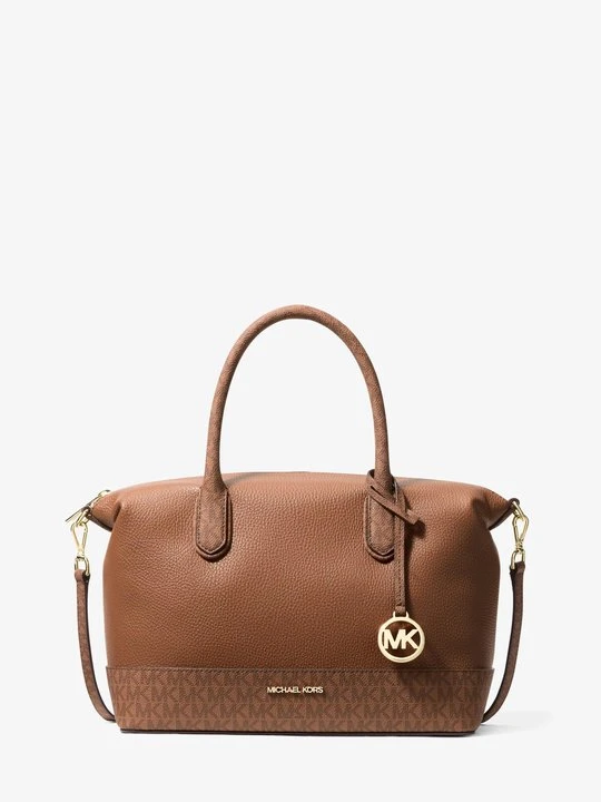 Zdjęcie produktu Średnia torba Hyde ze skóry groszkowej z charakterystycznym logo Michael Kors BRĄZOWY (Brązowy)